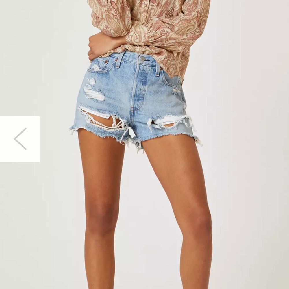 Levi's Premium 501 High Rise Shorts  Distressed Cut Off